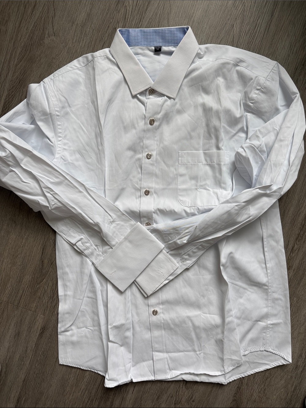 Men's White Dress Shirt with Contrast Collar